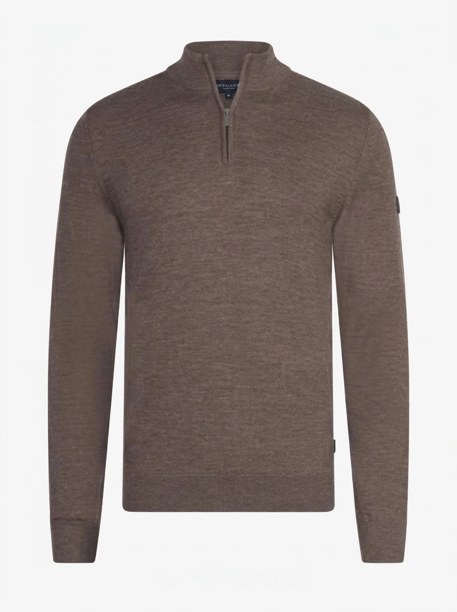 Cavallaro Trui Merino Half Zip Taupe 1