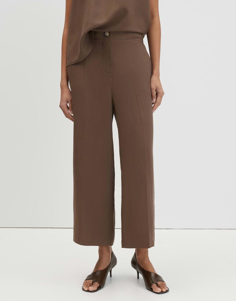 SOMEDAY Pantalon Celino cropped linen Bruin 1