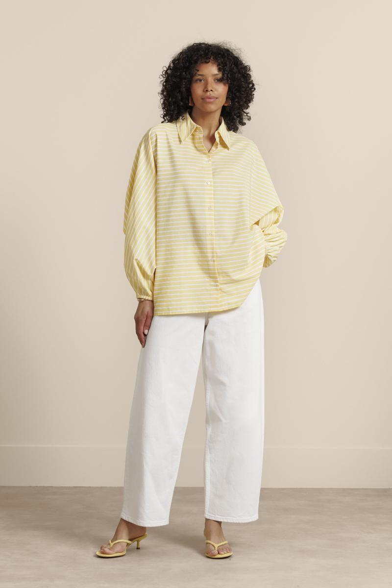 Studio Anneloes Blouse Yuki poplin strip Geel  4