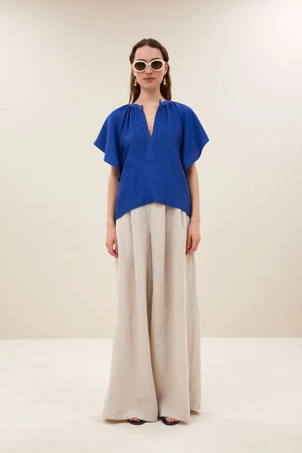 By-Bar Blouse Vina Gloss Blouse Blauw 1