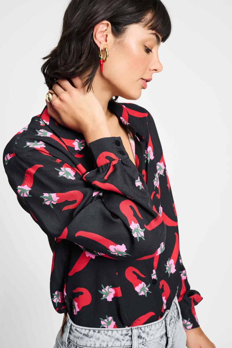 POM Amsterdam Blouse Violet Zwart 4