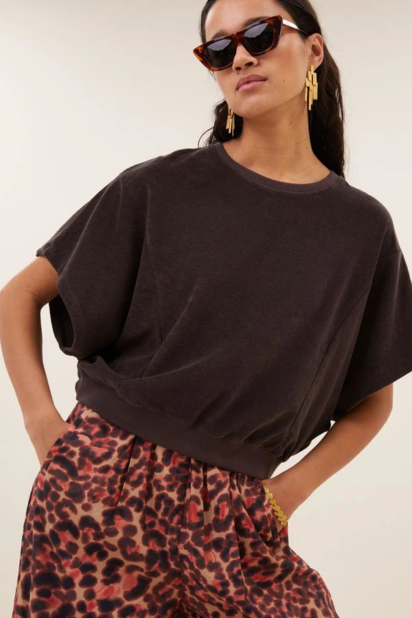 By-Bar T-Shirt Nuki Slub Bruin 1