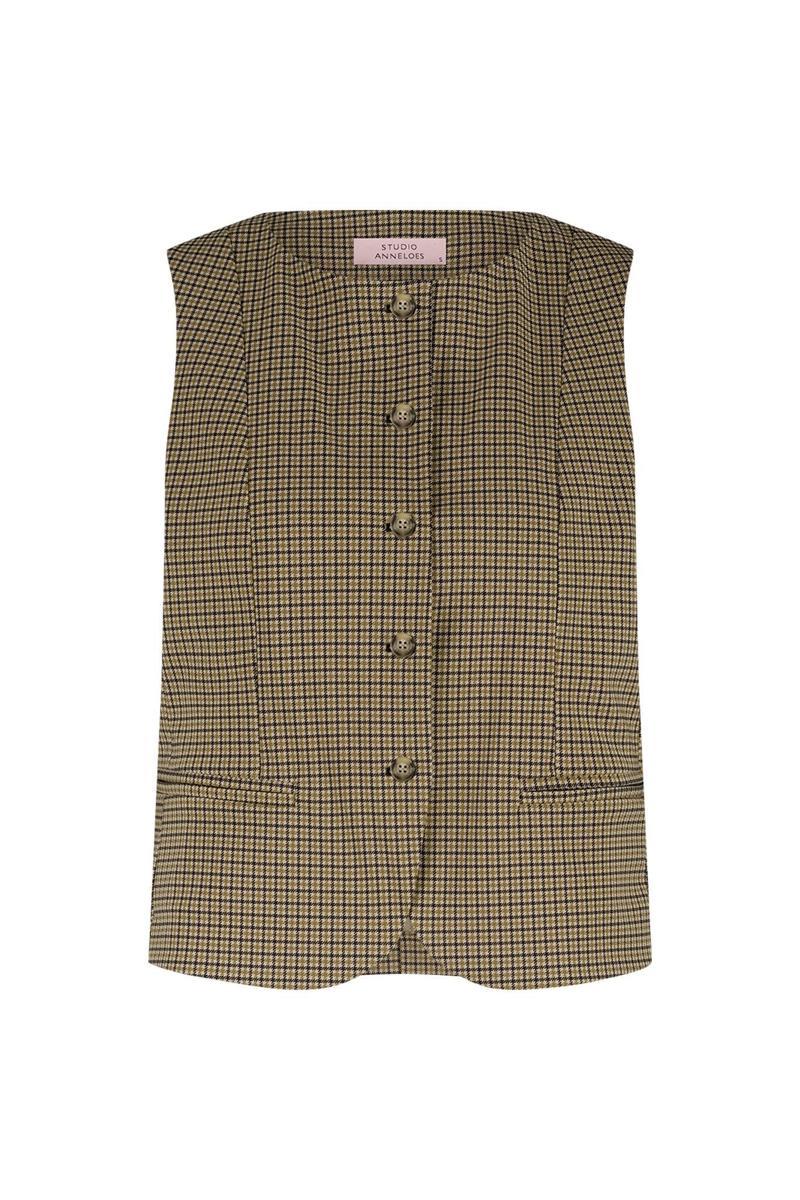 Studio Anneloes Gilet Fie check gilet Bruin 2