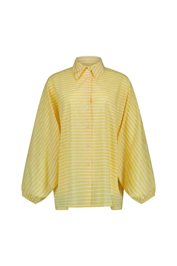 Studio Anneloes Blouse Yuki poplin strip Geel  1