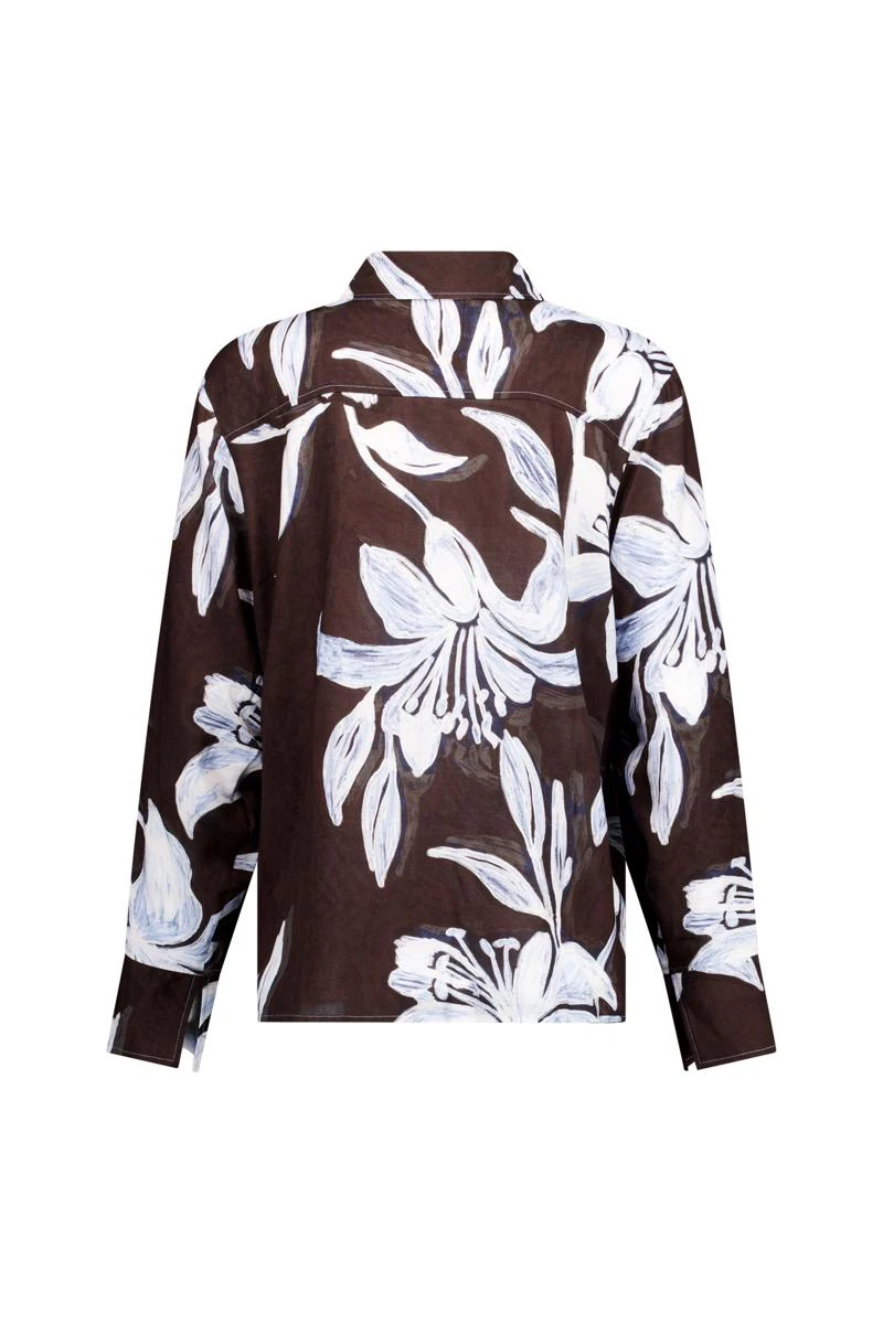 Studio Anneloes Blouse Aylin satin flowe Bruin 5