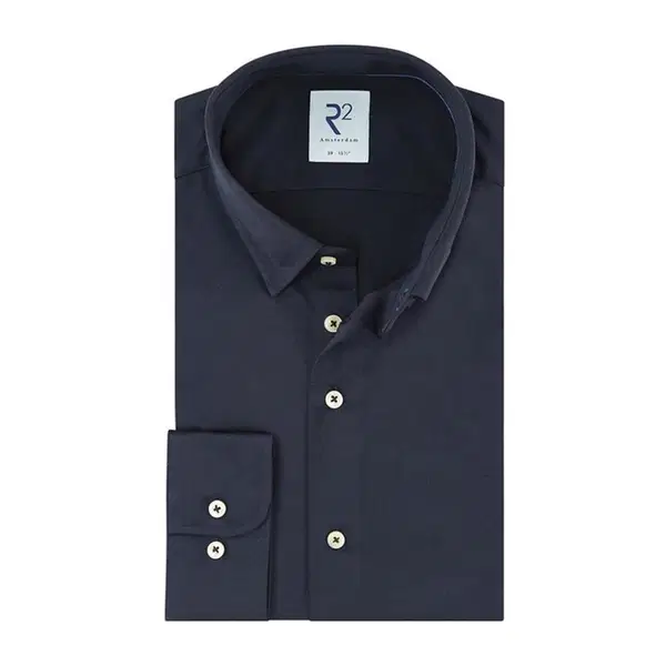 R2 Amsterdam Overhemd NOS.KNIT.003/010 Blauw 1