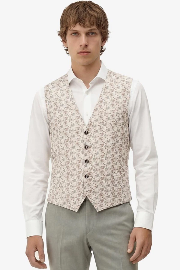 Club of Gents Gilet Plum Beige 1
