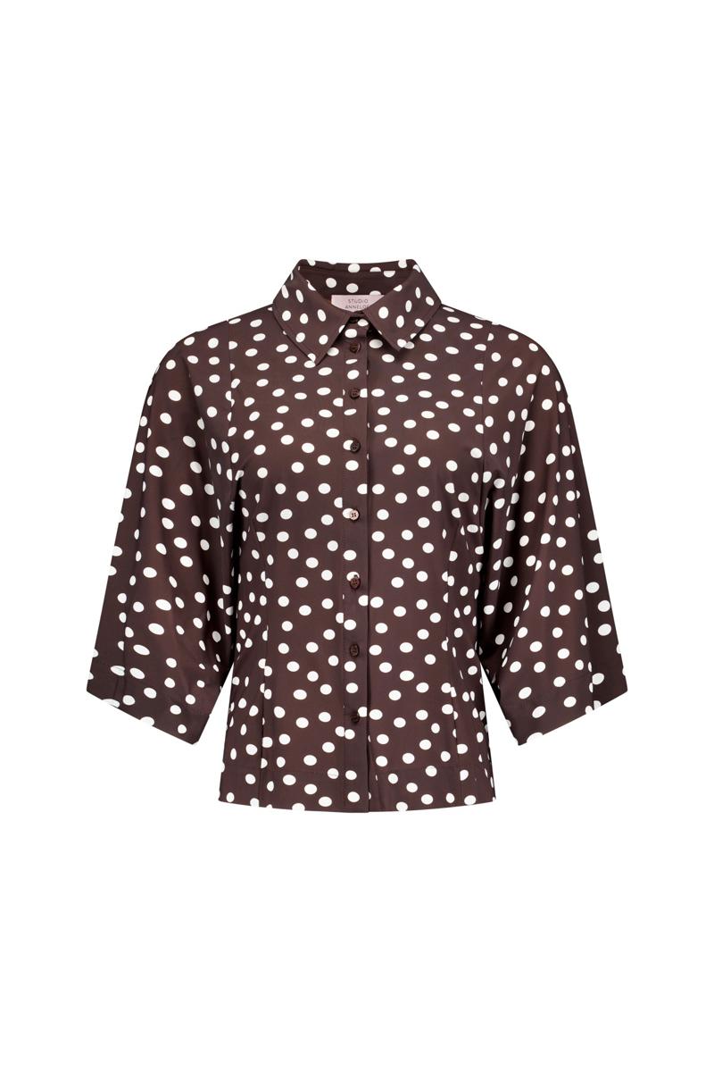 Studio Anneloes Blouse Fabienne dot blou Bruin 1