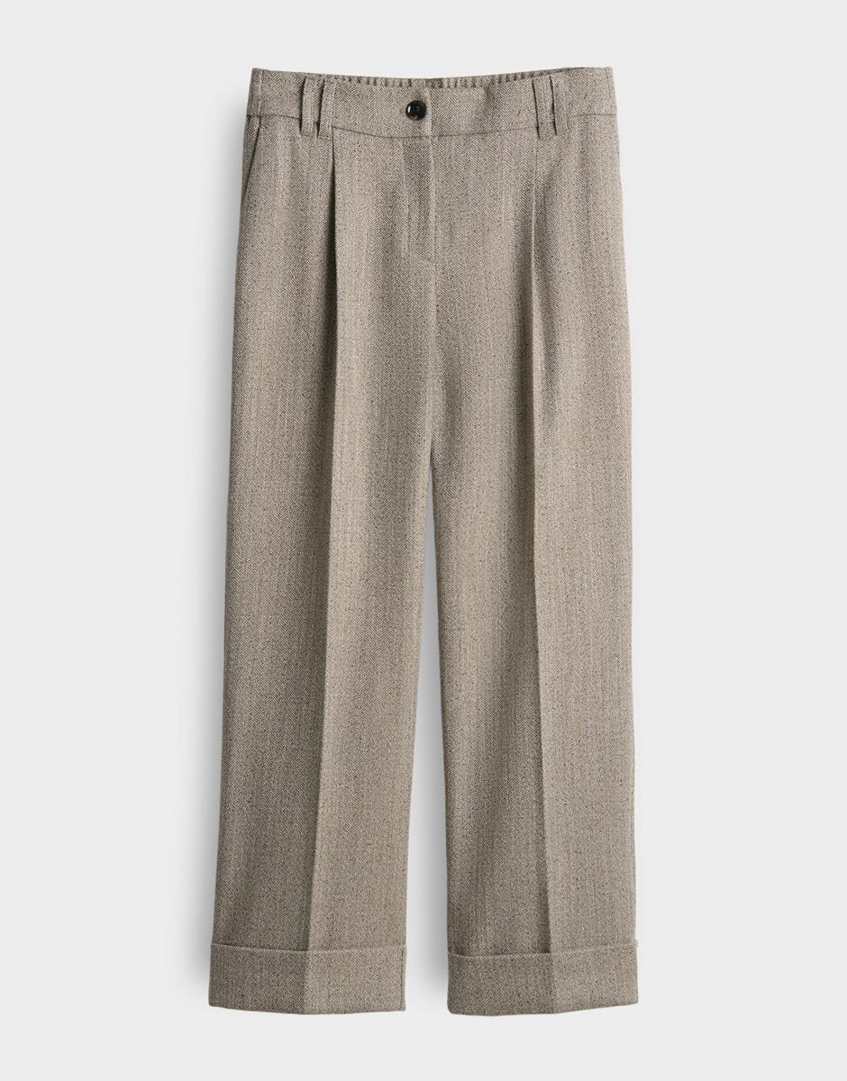 OPUS Pantalon Meeri Herringbone Beige 2