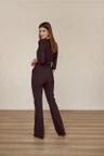 Studio Anneloes Pantalon Flair Bonded Long Bruin 3