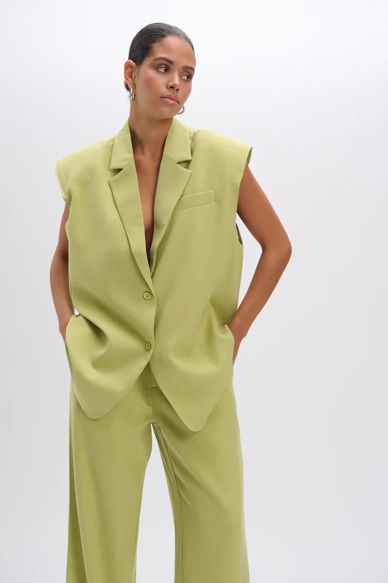 Refined Department Gilet Spencer Groen 1