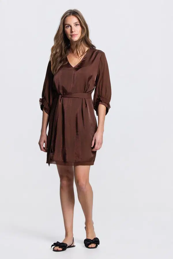 Jansen Amsterdam Jurk POLLY SS26.4 Bruin 1