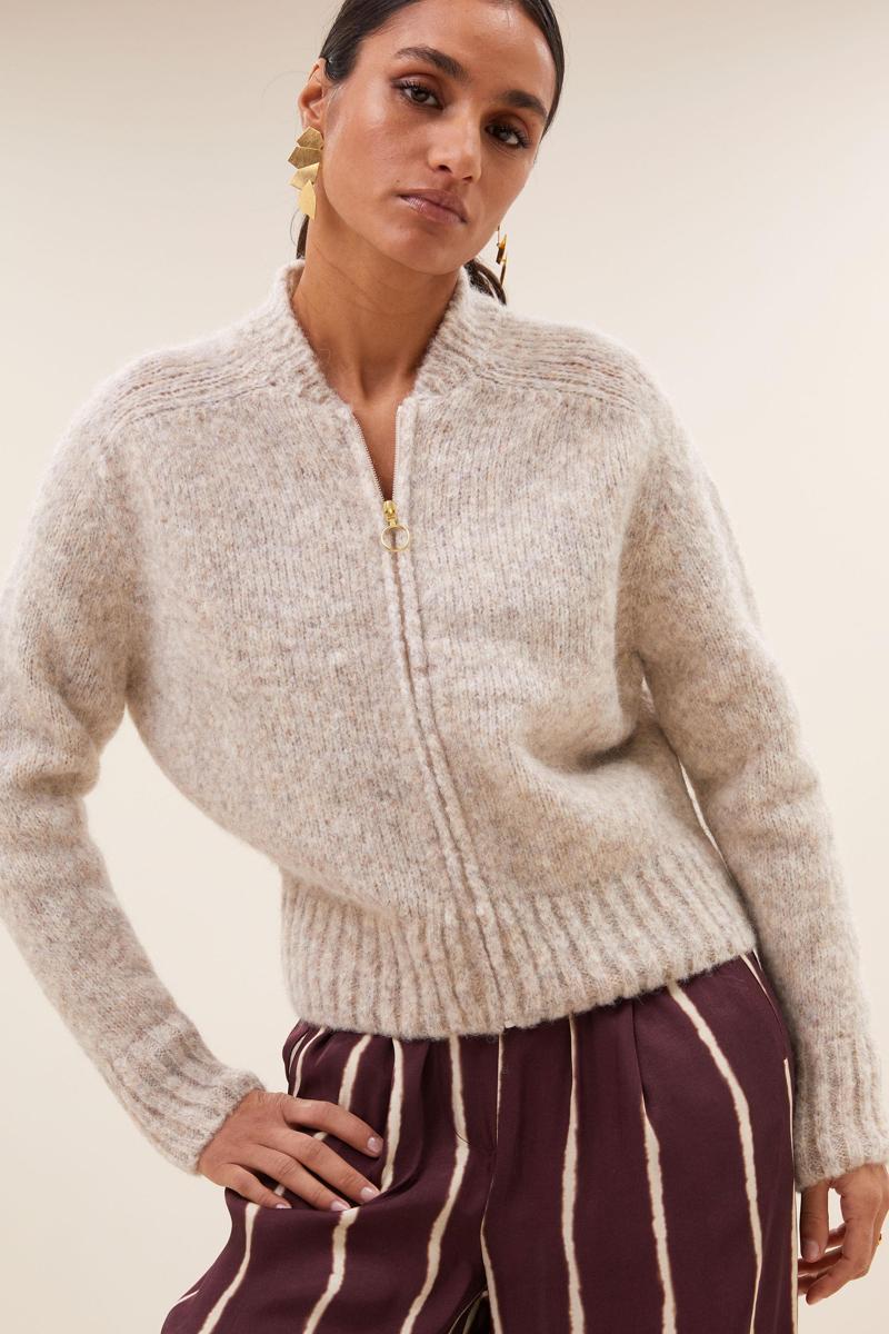 By-Bar Vest Jonas Zip Cardiga Beige 1