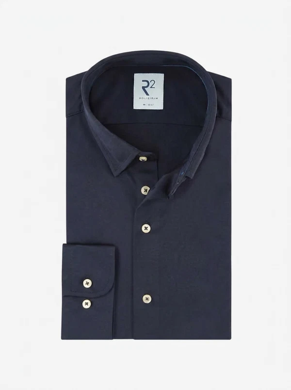 R2 Amsterdam Overhemd NOS.KNIT.003/010 Blauw 1