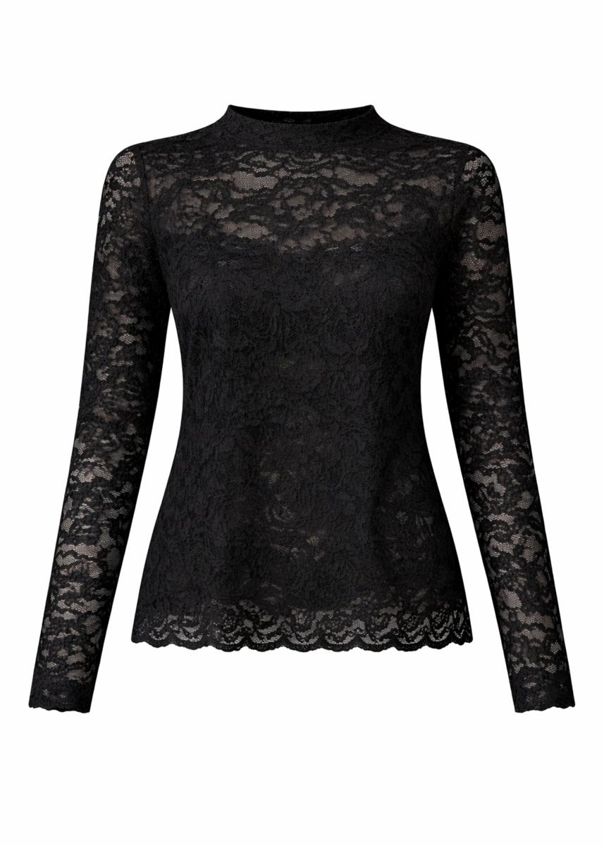 Freebird T-Shirt Talina Jer-Lace-N Zwart 2
