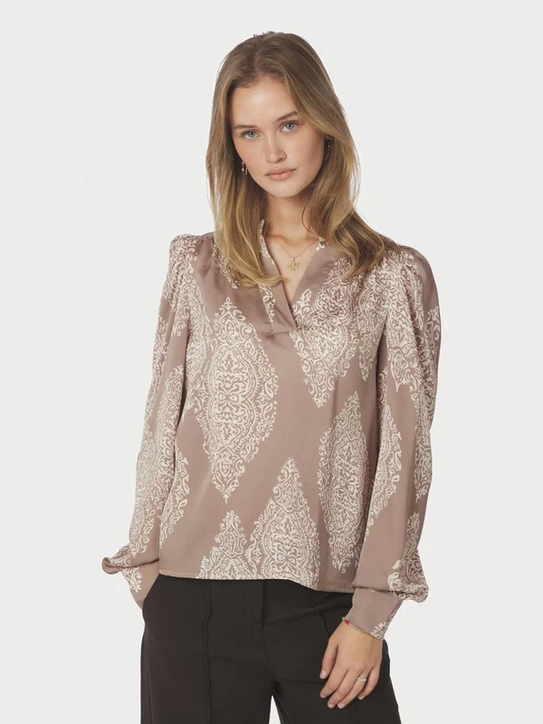 Neo Noir Top Rosslyn Paisley Taupe 1