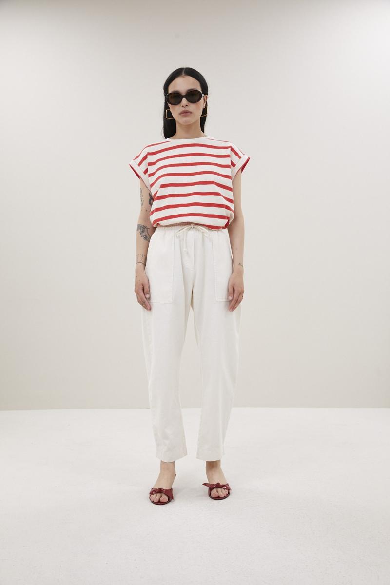 By-Bar T-Shirt Tobi Stripe Top Rood 3