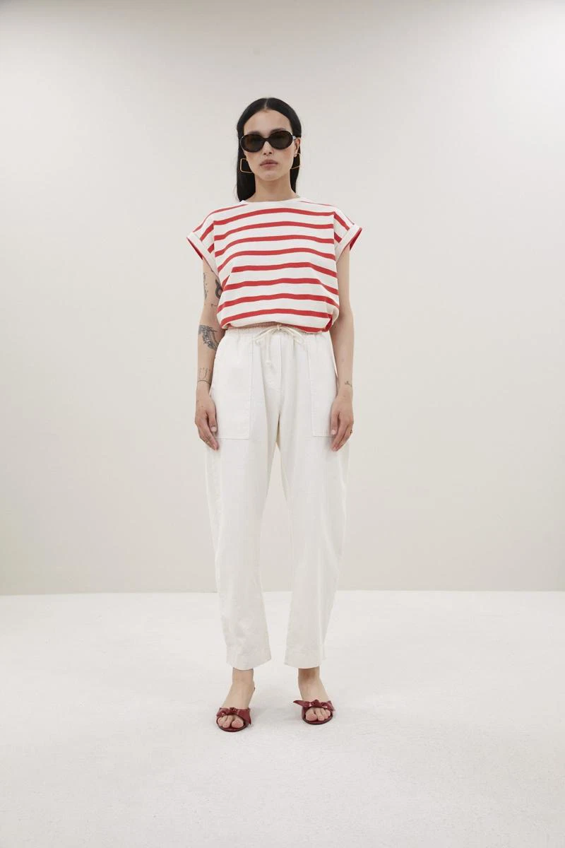 By-Bar T-Shirt Tobi Stripe Top Rood 3