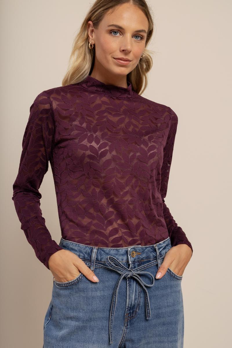 Studio Anneloes T-Shirt Reagan lace top Paars 4