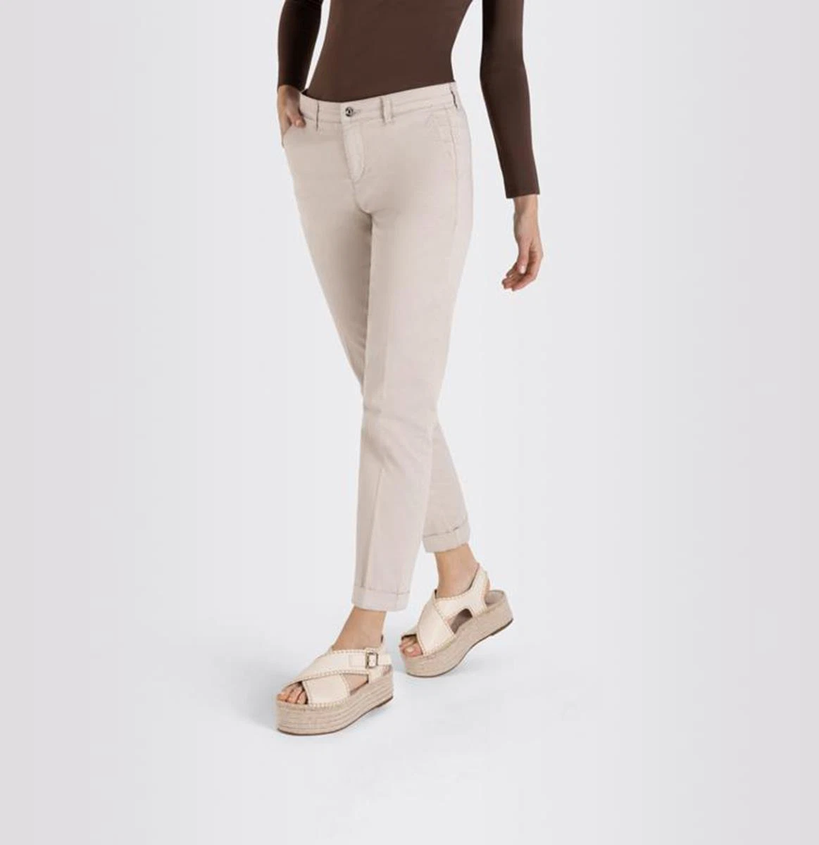 MAC MAC Pantalon Chino Turn Up Beige 4