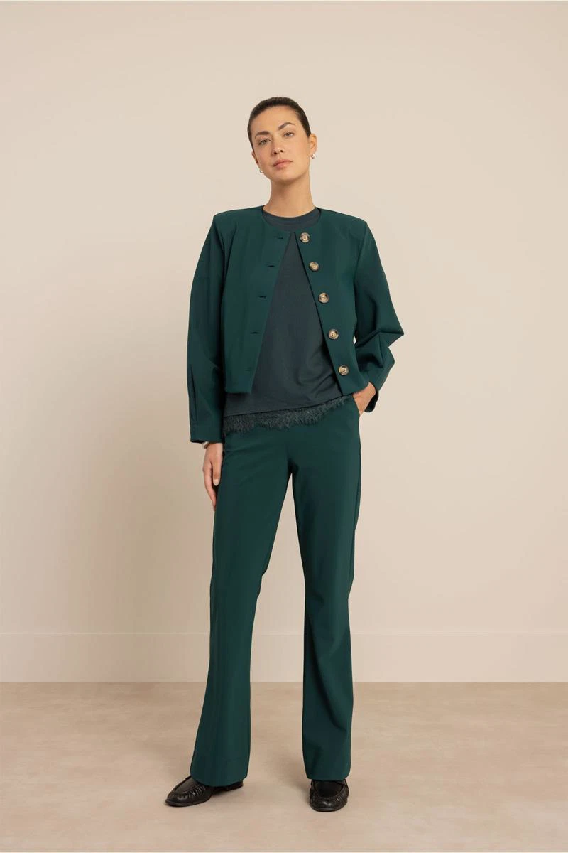 Studio Anneloes Pantalon Flair bonded trou Groen 4
