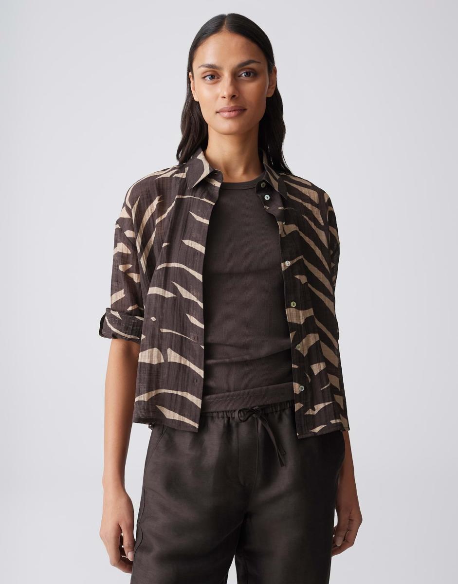 OPUS Blouse Fadena Leaves Bruin 1