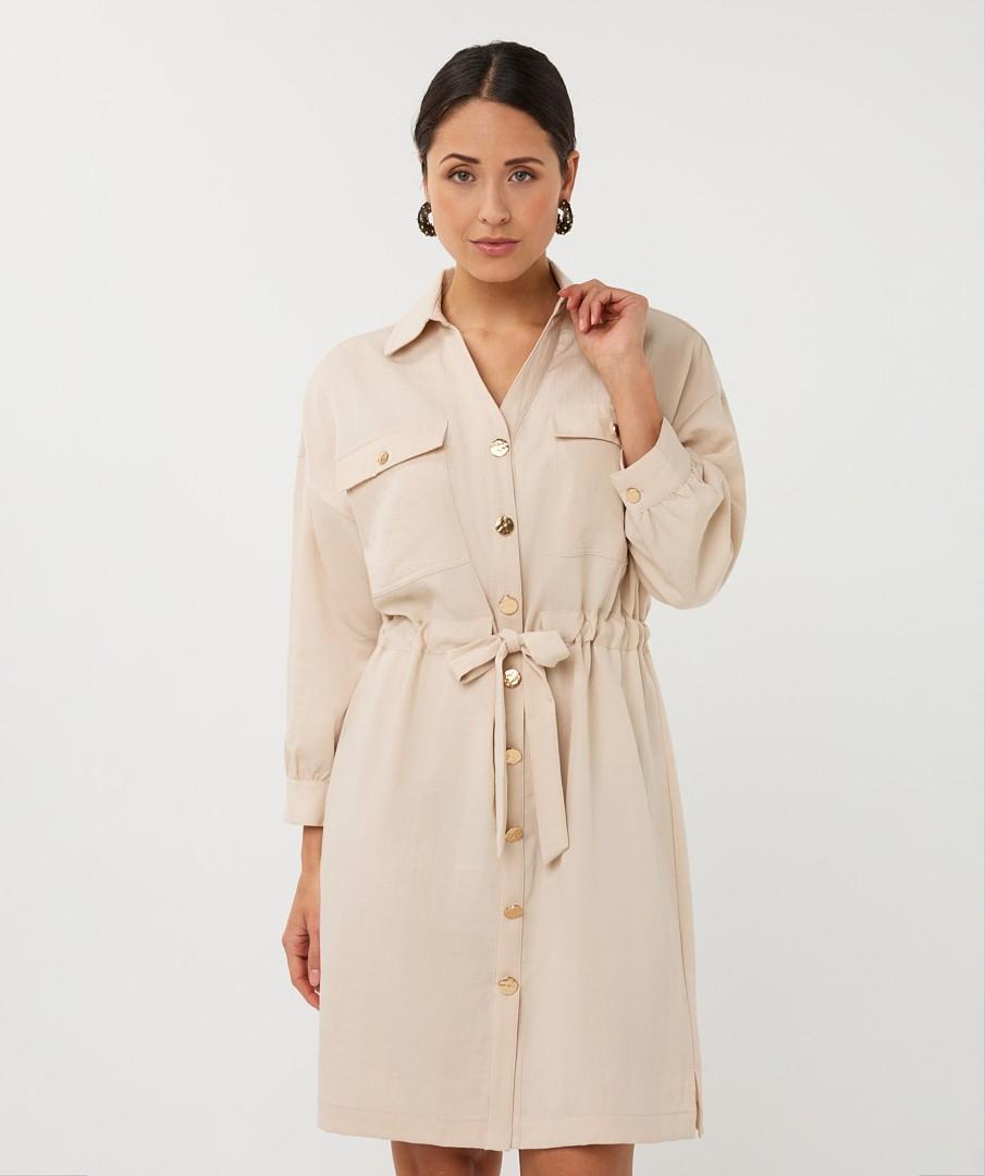 EsQualo Jurk SP26.10036 Beige 1