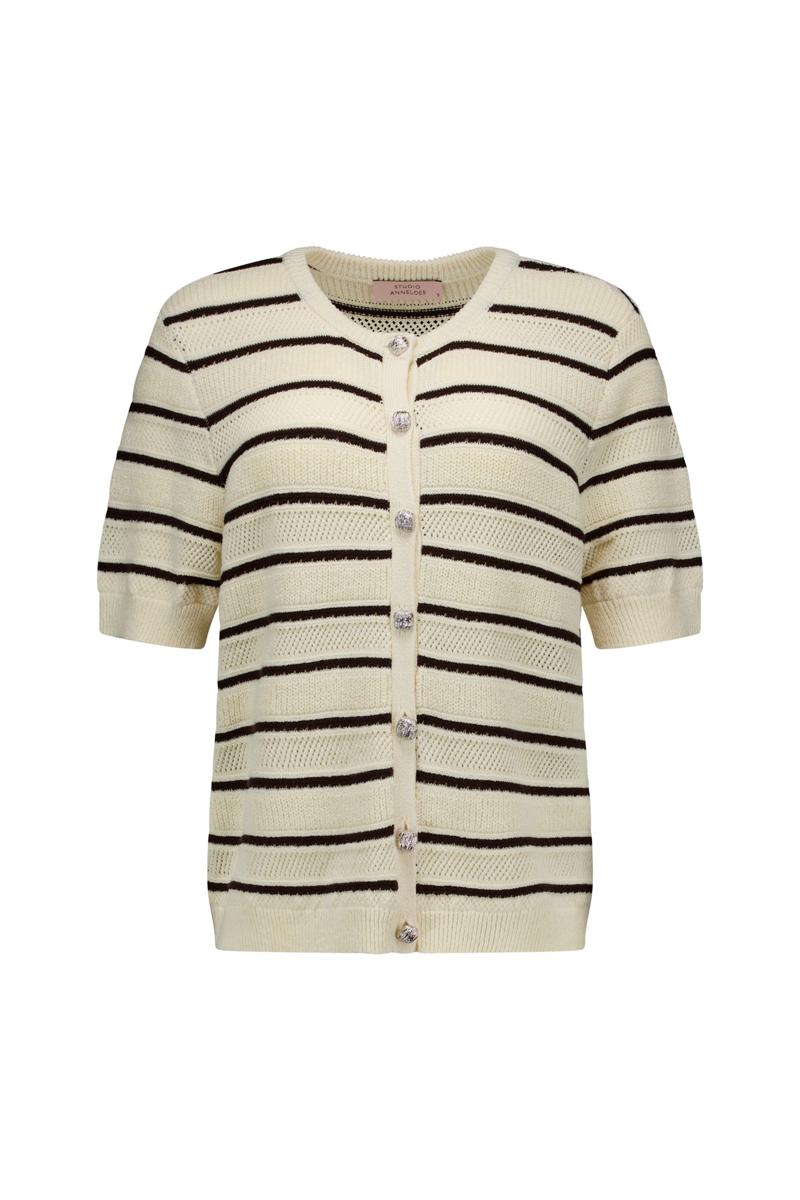 Studio Anneloes Vest Yara Stripe Bruin 2