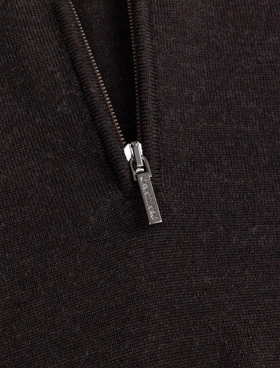 Cavallaro Trui Merino Half Zip Bruin 5