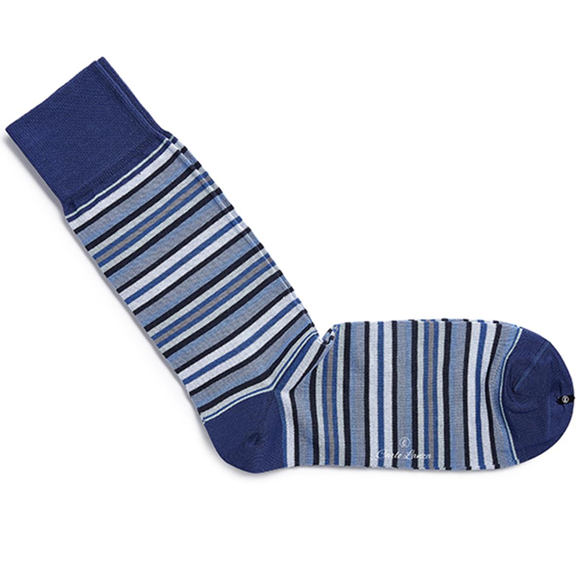 Carlo Lanza Sokken 103 Strisce d'Art Blauw 3