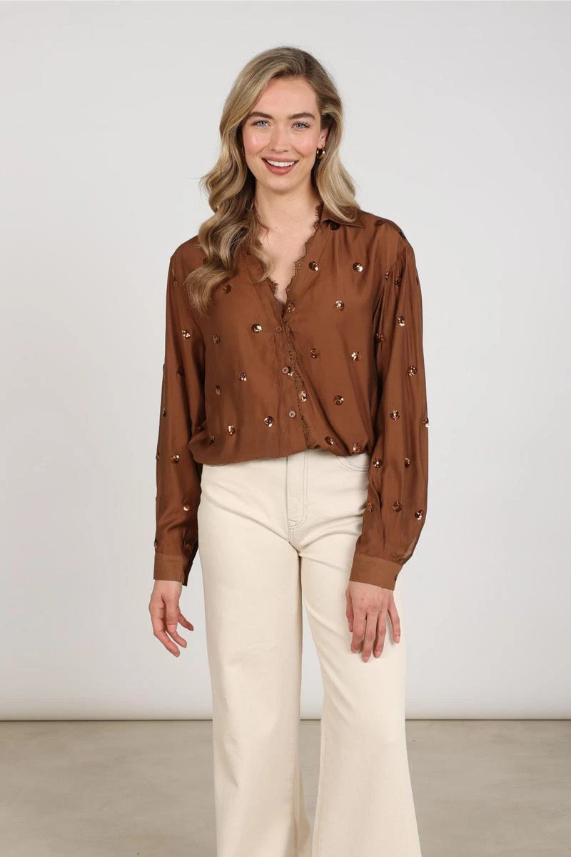 NUKUS Blouse NKF02160 Bruin 3