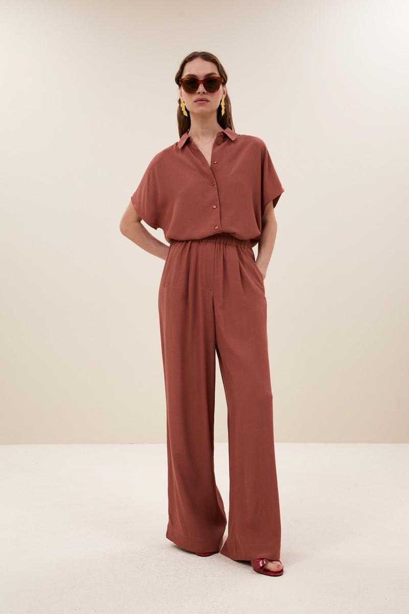 By-Bar Pantalon Benji Viscose Pan Rood 3