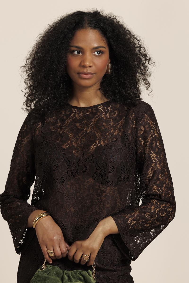 Studio Anneloes Blouse Amaya Lace Bruin 1