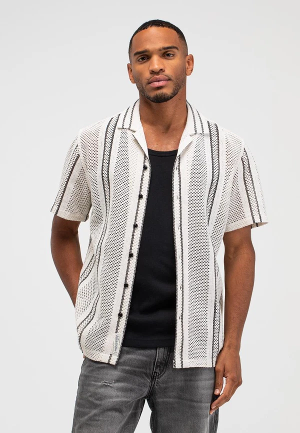 Butcher of Blue Overhemd Alex Knitted Wit 1