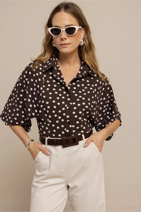 Studio Anneloes Blouse Fabienne Dot Bruin 1