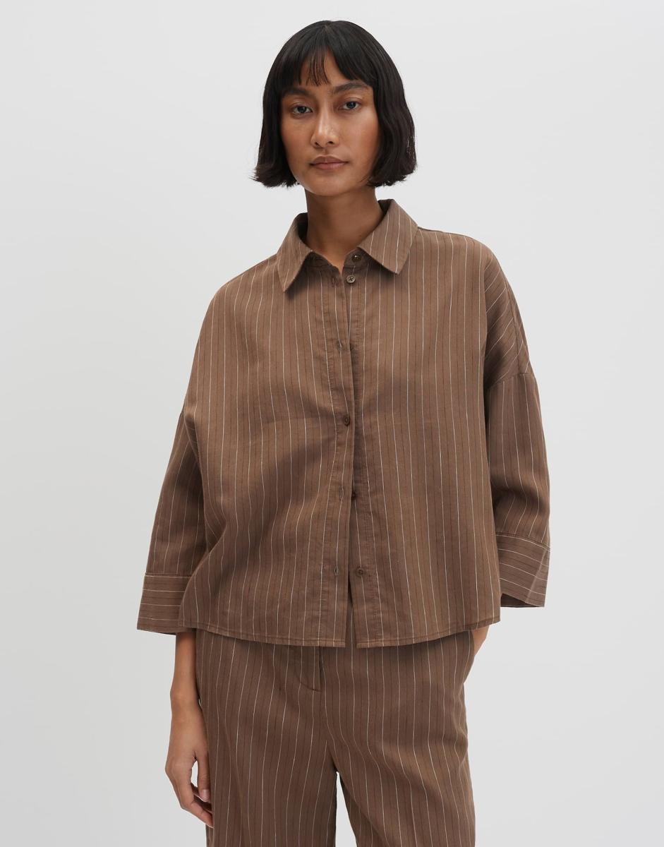 SOMEDAY Blouse Zalea stripe Bruin 1