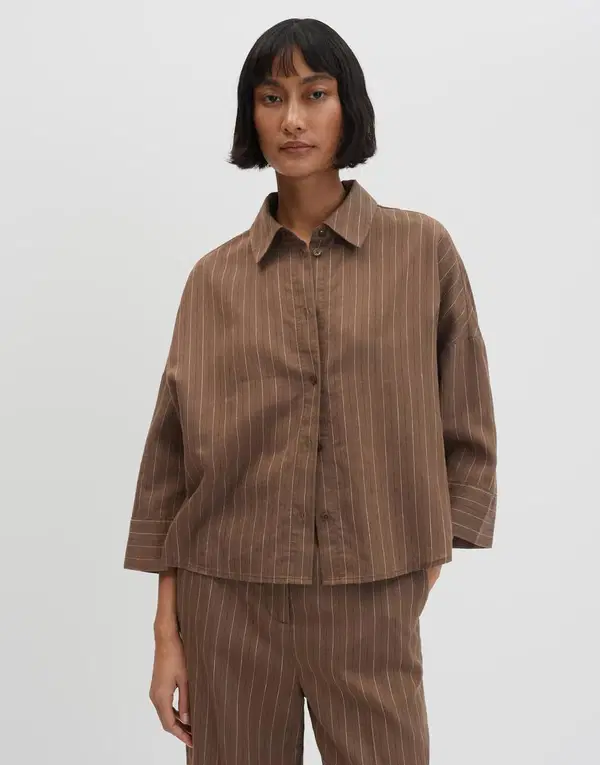 SOMEDAY Blouse Zalea stripe Bruin 1