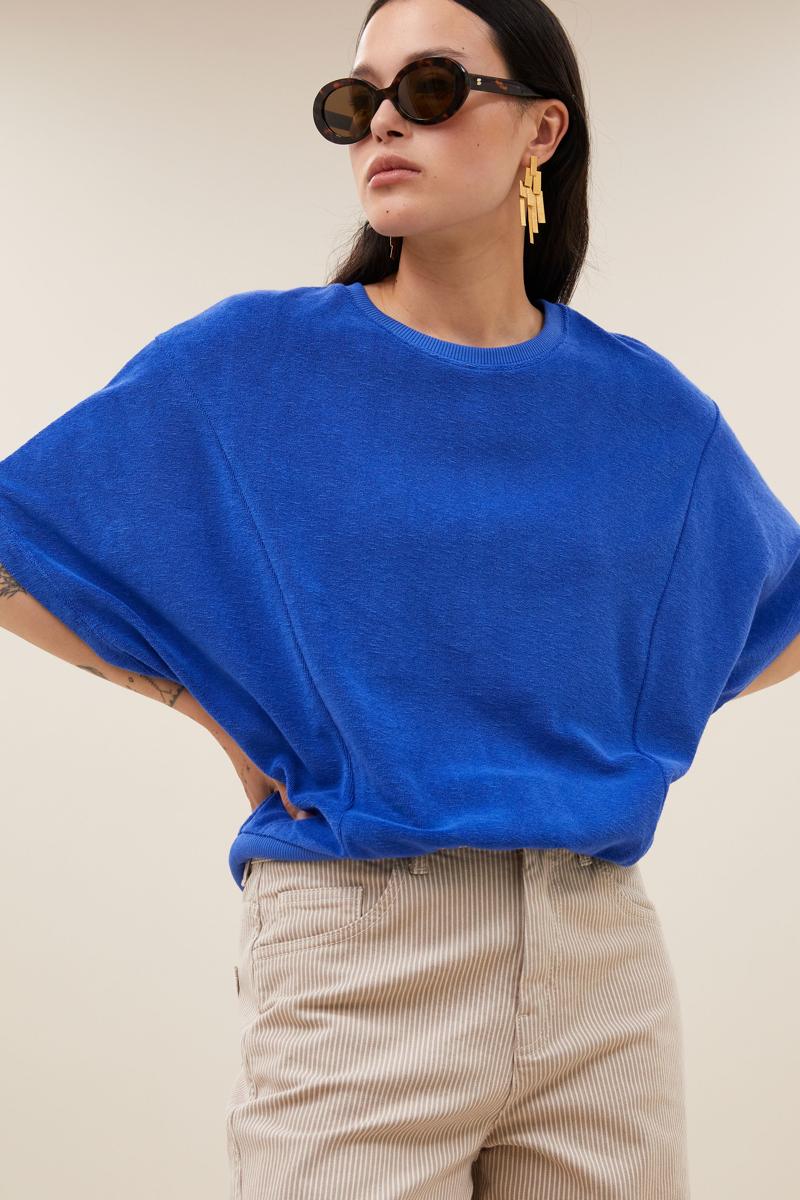 By-Bar T-Shirt Nuki Slub Top Blauw 5