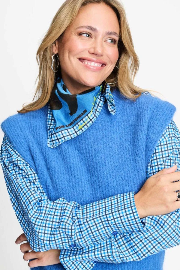 POM Amsterdam Sjaal SP9687 Blauw 1