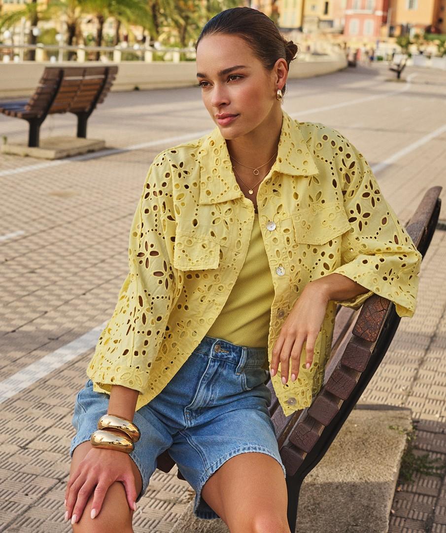 EsQualo Blouse HS26.28236 Geel  4
