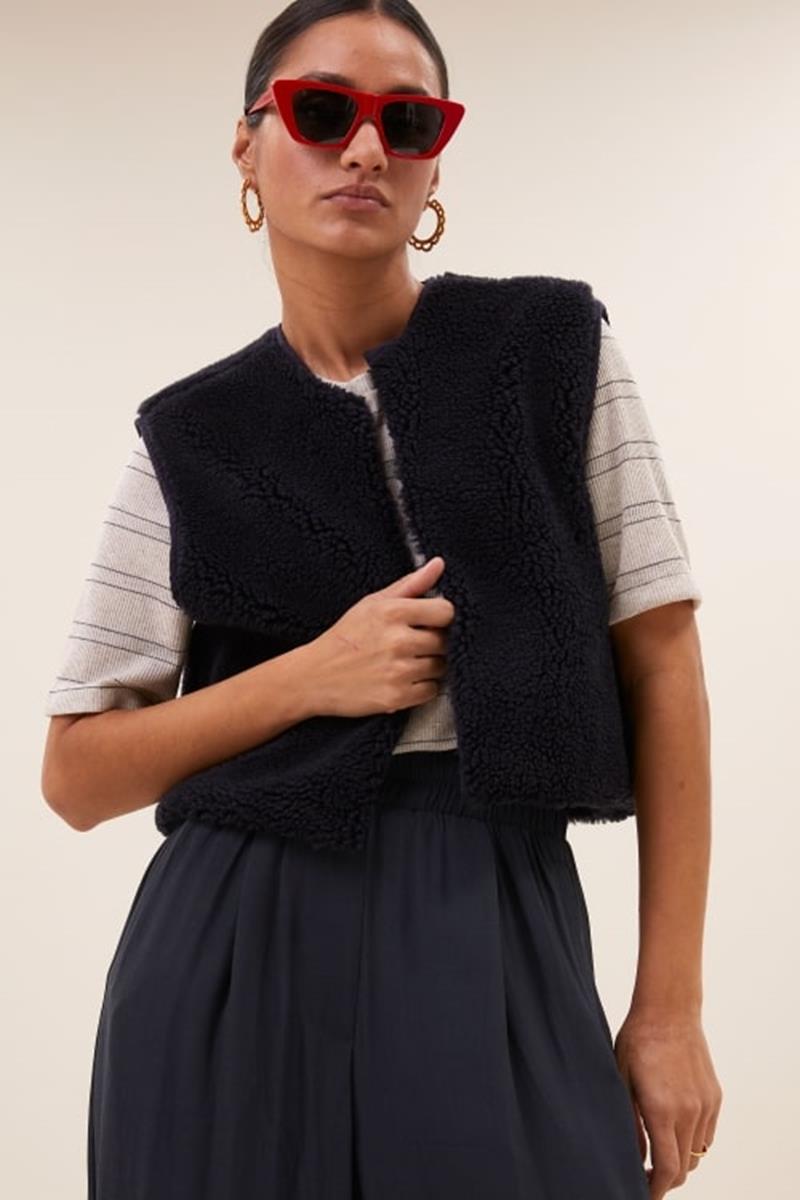 By-Bar Gilet Wolly Midnight Blauw 1