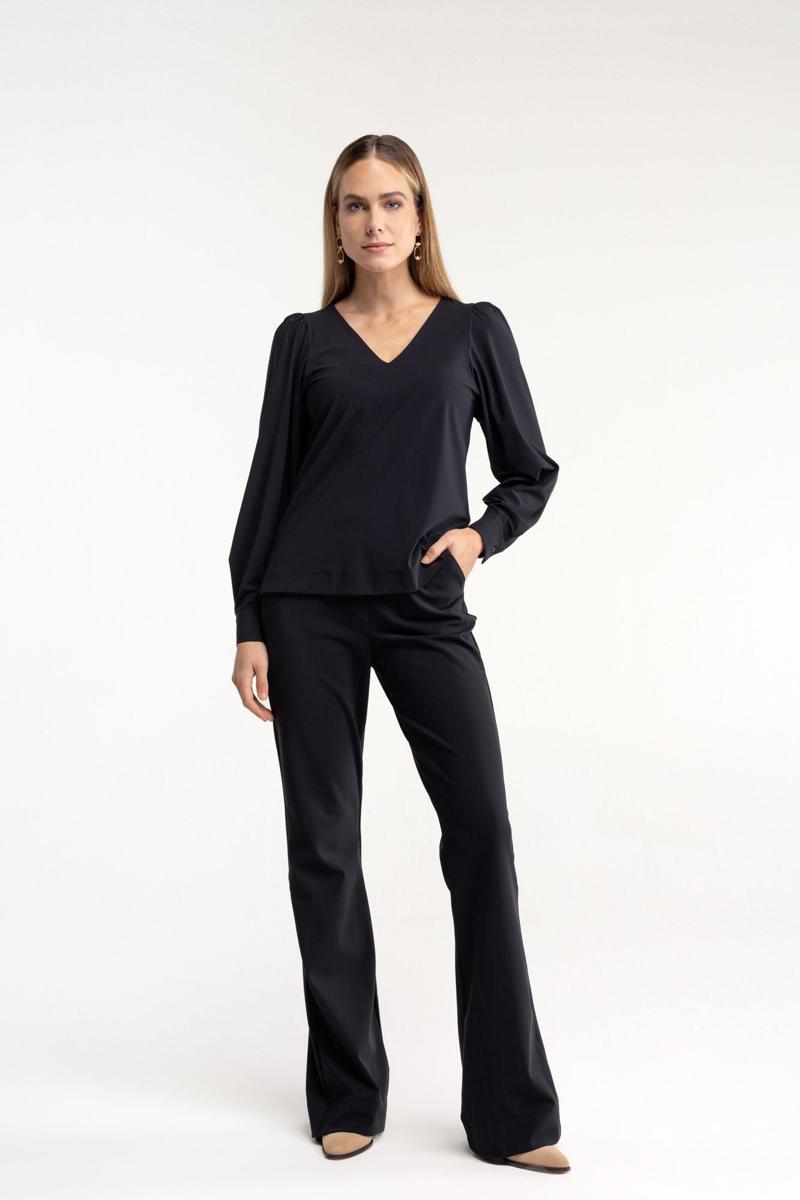 Studio Anneloes Pantalon Flair LONG bonded Zwart 5