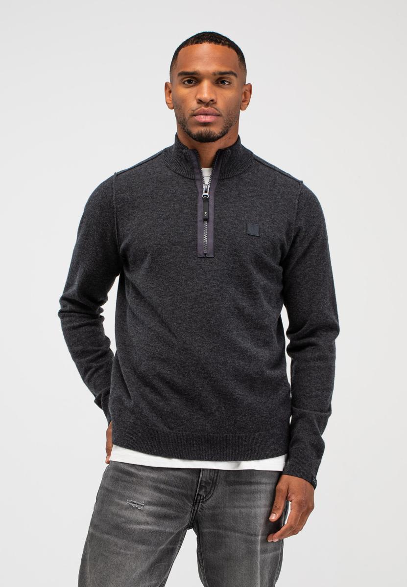 Butcher of Blue Trui Clifden Halfzip Grijs 1