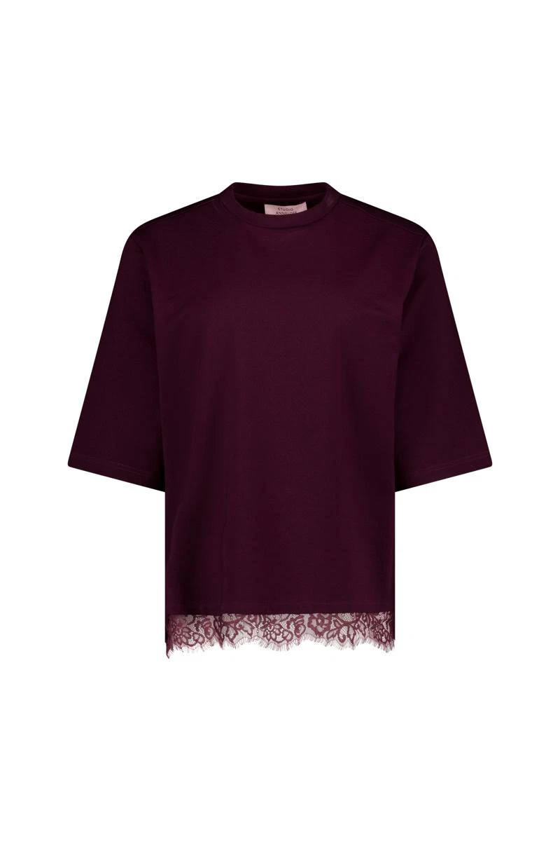 Studio Anneloes T-Shirt Fiore lace tee Paars 1