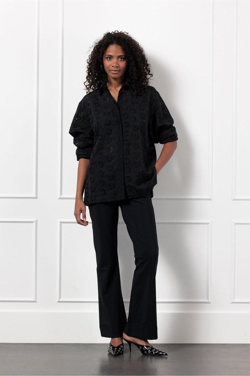 Studio Anneloes Pantalon Flair Bonded Zwart 6