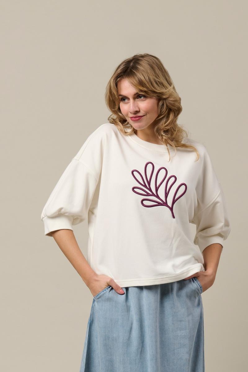 &Co Woman Trui Leaf Off-White 1