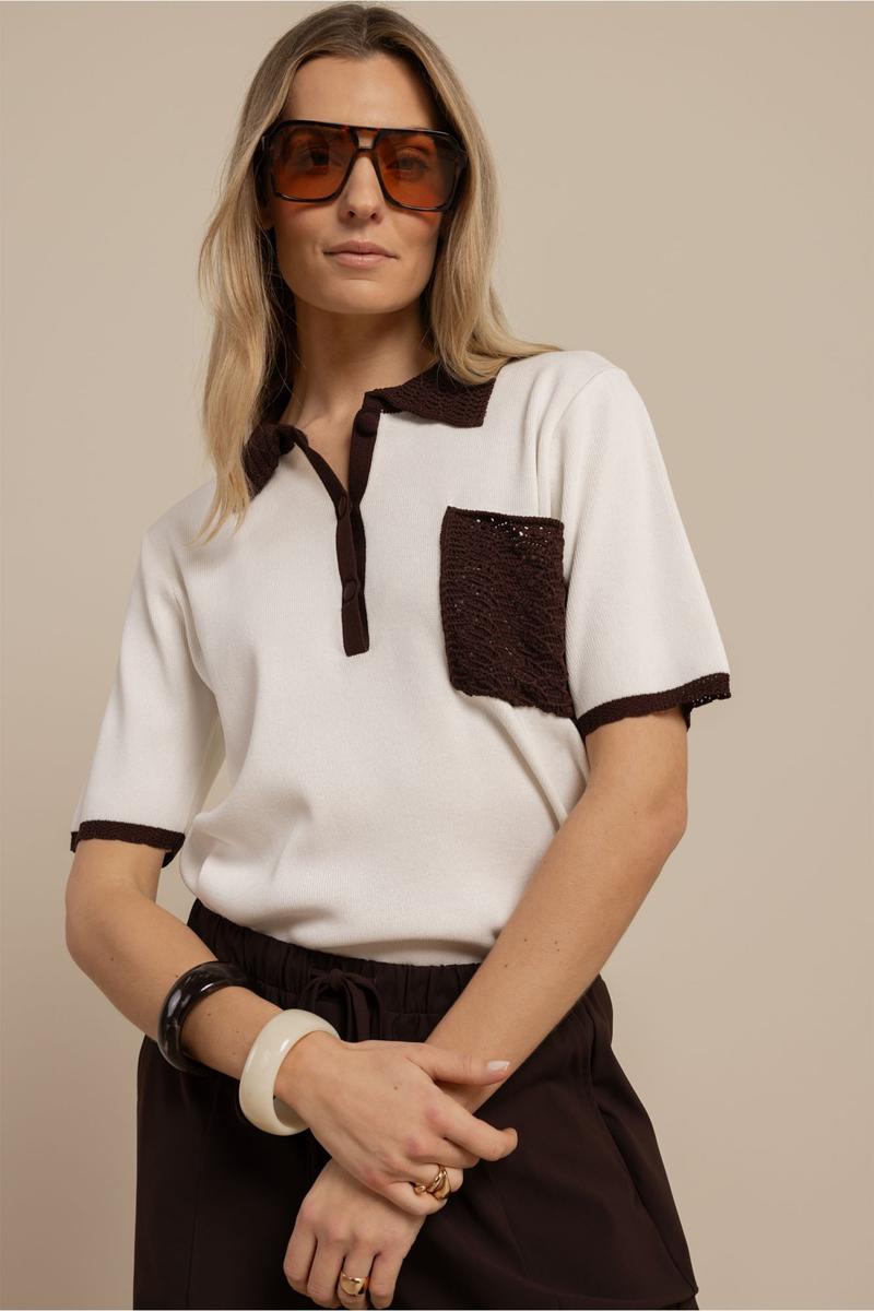 Studio Anneloes Trui Jemy crochet polo Off-White 5