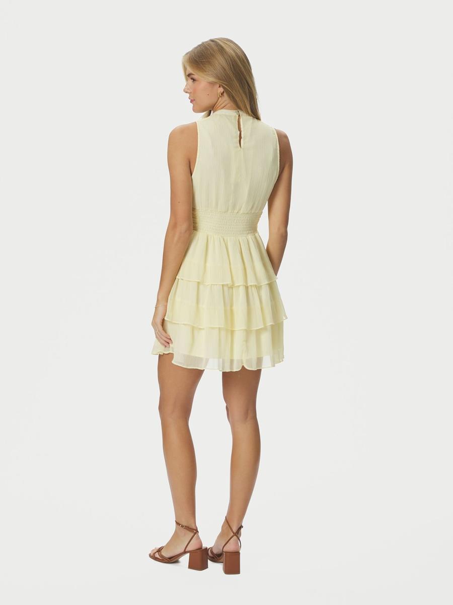 Neo Noir Jurk May Solid Geel  3