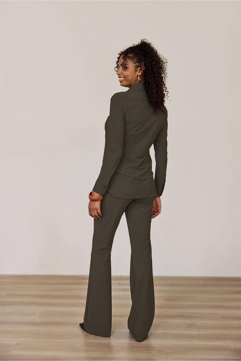 Studio Anneloes Pantalon Flair bonded trou Groen 5