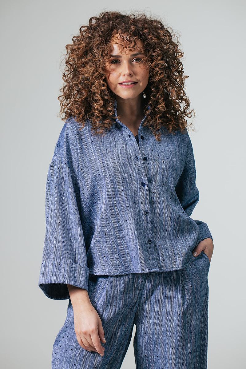 Label DOT Blouse Amber Blauw 1